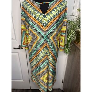 Maggy‎ London Kaftan Style Vacation Dress With Bead Detail size 8